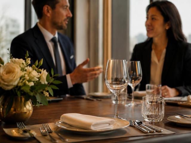 Business dining etiquette training place setting for professional development